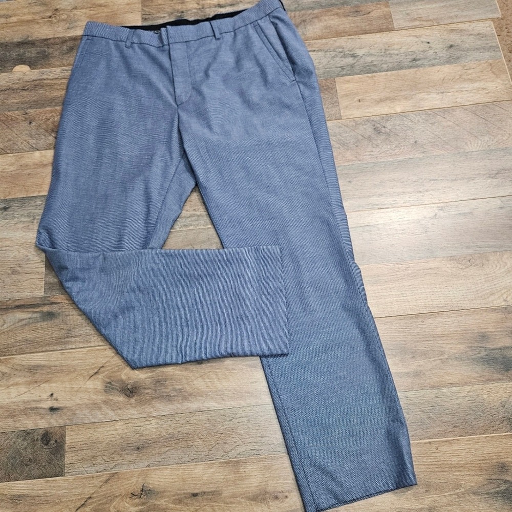 Bonobos Mens Daily Grind Wednesday Dress Pants Light Blue Micro Pattern 35x29